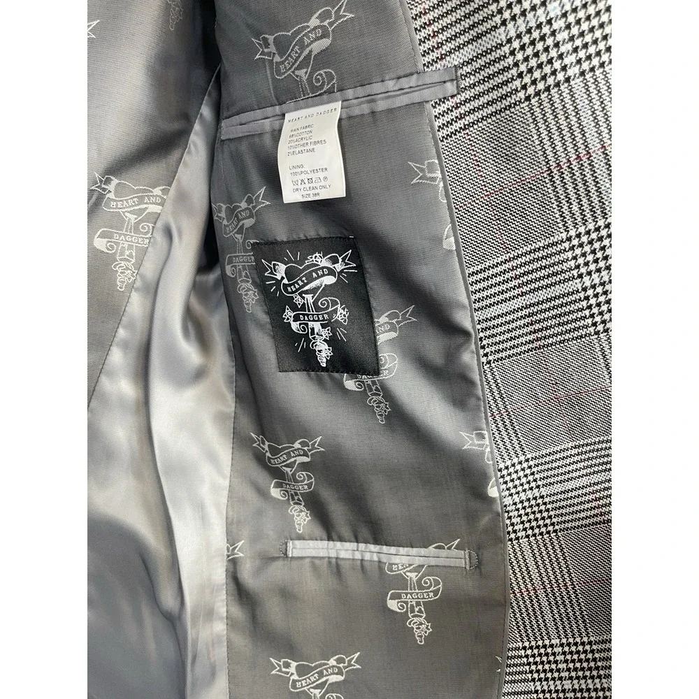 Heart and Dagger Mens Cotton Blend Sport Coat Blazer 38R Gray Double Vented